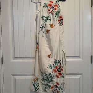 Urban Outfitters Cream Asymmetrical Dress with Floral Design